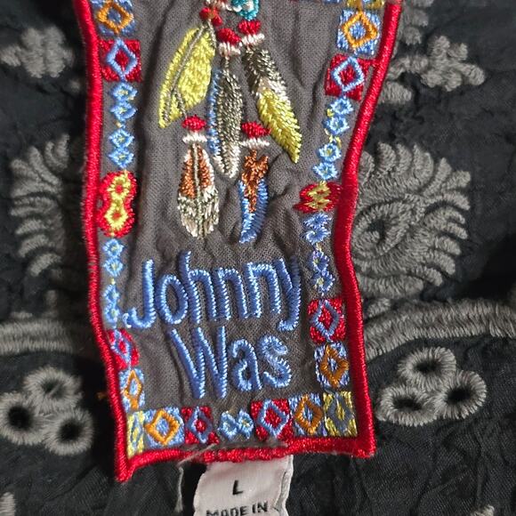 Johnny Was Charcoal Embroidered Blouse - Picture 6 of 8